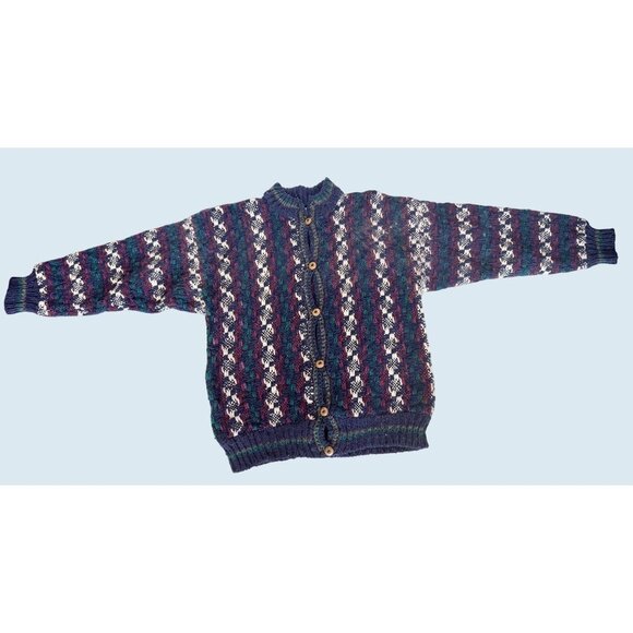 World Class, Inc Vintage Full Button Wool Oversized Sweater Sz L - Picture 2 of 8